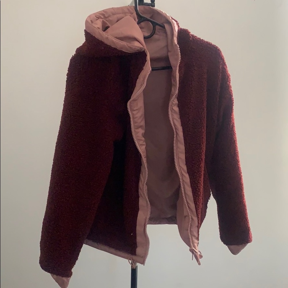 Fabletics reversible rain fluffy jacket!